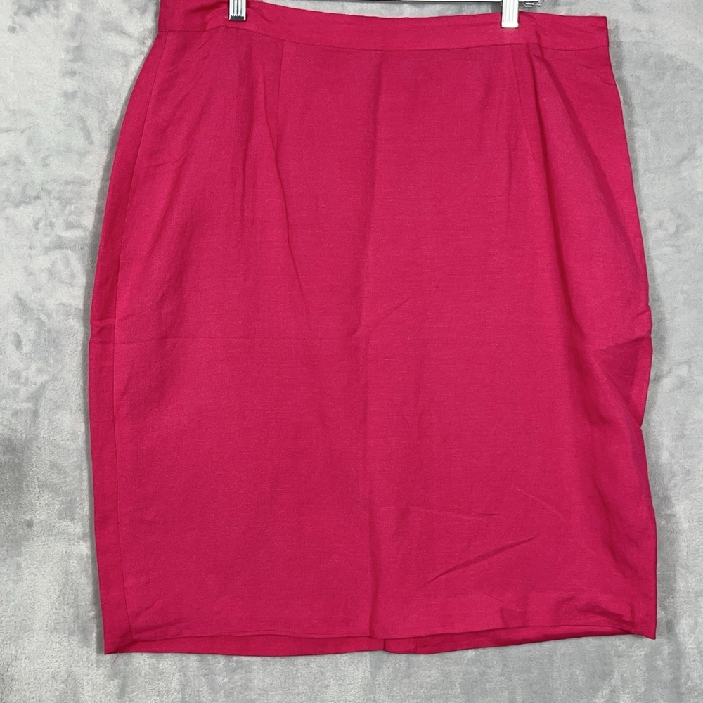Ashley Stewart Linen Blend‎ Midi Pencil Skirt 14 Indie Pink Career Office